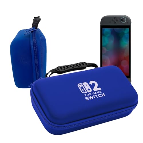 Bag Estojo de Transporte Capa de Proteção Case Rígido Resistente com Alça Zíper para Switch 2 (Azul)