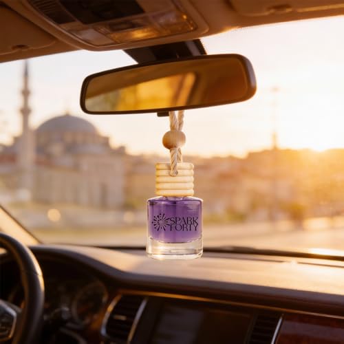 Image of Istanbul Car Air Freshener Hanging | Car Perfume, 8 ml | 0.27 fl oz (8 ml) | 30-Day Luxury Glass Diffuser | Citrus, Amber & Soft Musk | Long-Lasting Amber Musk Scent