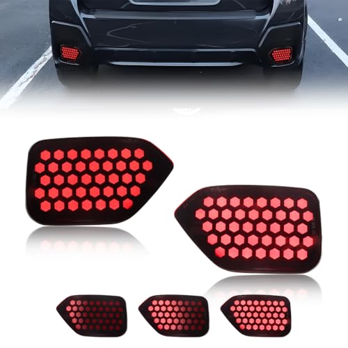 VYNTRAL Rear Bumper Reflector Compatible with Subaru XV CROSSTREK 2018-2022, [3 in 1 Design] with Brake Light, Running Light & Sequential Turn Signal Light, Red LED Rear Tail Lamp, 2 PCS, Red Lens