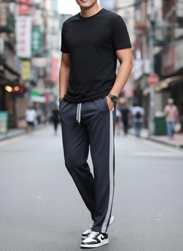 Image of Mack Jonney Men's Striped Track Pants | Side Stripe Design | Regular Fit | Casual & Athleisure Wear |Pack of 1-MMJ-27
