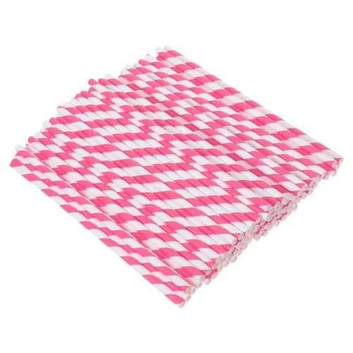 Pitillos de papel rayados rosa Operitacx 100 unidades miniatura 1