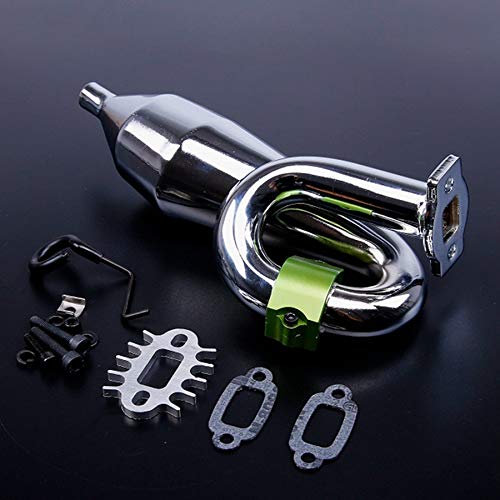 JVSISM Chrome Resonant Tube Tuned Pipe Exhaust Pipe General for 1/5 HPI Baja 5B Ss 5T 5Sc Motor Rc Car Tuned Pipe Exhaust - Thumbnail 3