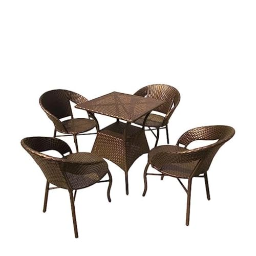 Image of Furniture |D-12 Patio|Indoor| Outdoor| Living Room | Balcony |(4 Chair + 1 Table)|Furniture Set |Coffee Chair Set |Powder Coated| Brown