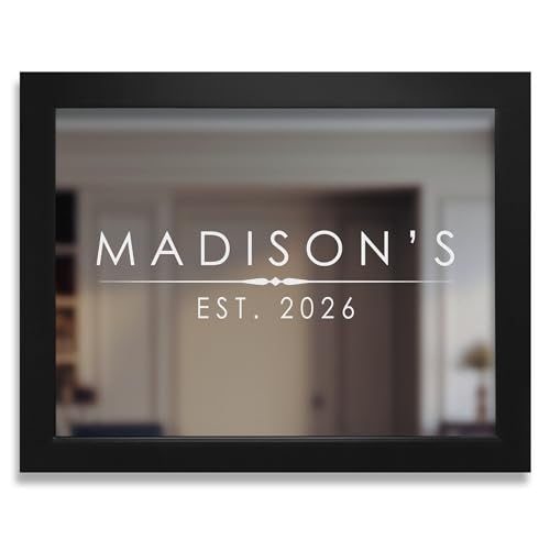 Lifetime Creations Personalized Modern Name Bar Mirror - Custom Engraved Home Bar Decor - Framed Reflective Glass - 21" x 27" - Made in USA