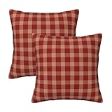 Photo Gallery tzttzt set di 2 federe per cuscini con stampa a quadretti rosso scuro, 40,6 x 40,6 cm, morbide federe decorative per divano, letto, soggiorno, fattoria