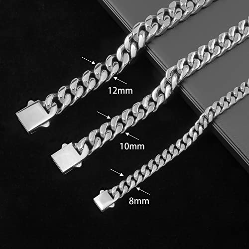 Guqila Cuban Link Bracelet For Men, 8Mm/10Mm/12Mm Stainless Steel Cuban Link Chain Bracelets 18K Gold Plated Cuban Bracelets Silver Hip Hop Jewelry Gift For Men Women, 7.5/8.5 Inches #TOP3