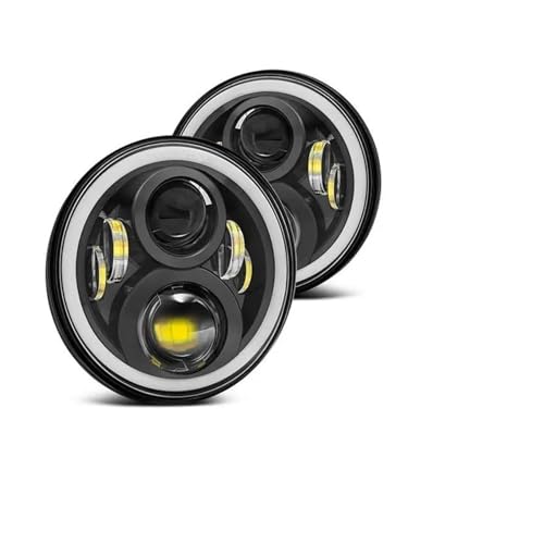 UFITIDU Faros 1 Par Accesorios Para Coche Luces Para Correr 75W Led Para Coche H4 7 Pulgadas Ojos Ángel Faro Led H4 Para Land Para Rover 90/110 Para Defender 90 Faro Principal(B 2x 60b 1pair)