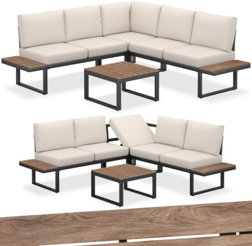 tectake® Gartenlounge Set 4-teilig, wetterfest, Gartenmöbel mit A...