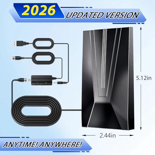 Image of TV Antenna Indoor Outdoor, Long Range HDTV Antenna with Amplifier Signal Booster, Digital TV Antenna for Local Channels, Digital Reception for Smart /Older TVs, Supports 4K (Black a)