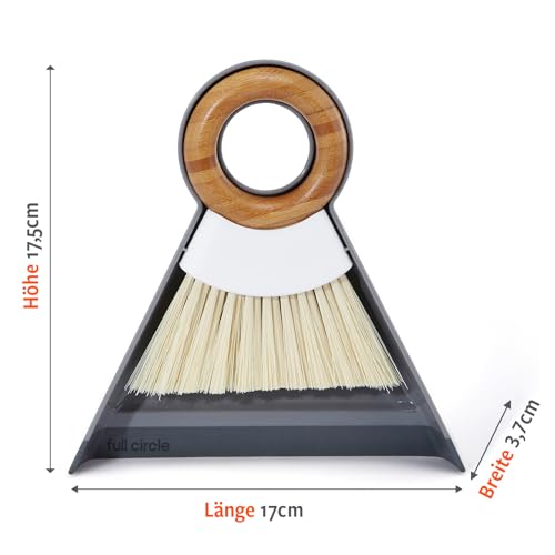 Full Circle Tiny Team Kompaktes Mini-Handfeger- und Kehrblech-Set, Handlicher Bambus Kehrbesen für das Aufkehren von Krümeln und Schmutz im Haus, Bad und auf Arbeitsplatten