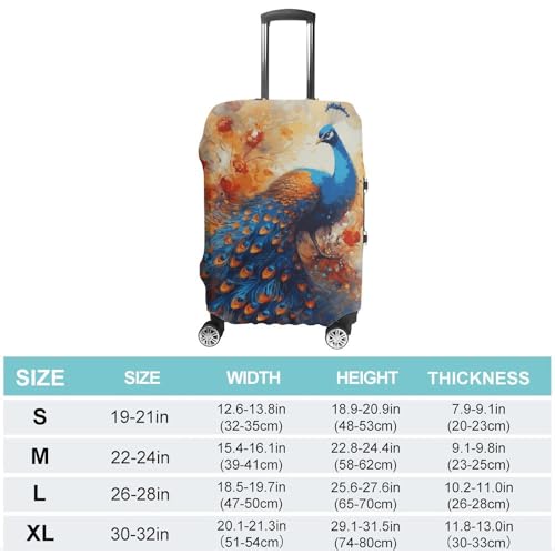 Peacock Luggage Covers Tsa Approved Suitcase Cover Elastic Washable Luggage Sleeve Carry on Cover Protector Anti-Scratch Suitcase Protector Fits 19-30 Inch Case(S)2
