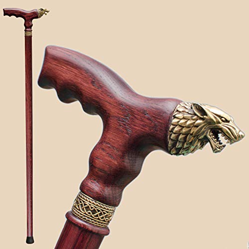 Fancy Wooden Cane for Men - Direwolf - Stylish Handmade Walking Canes