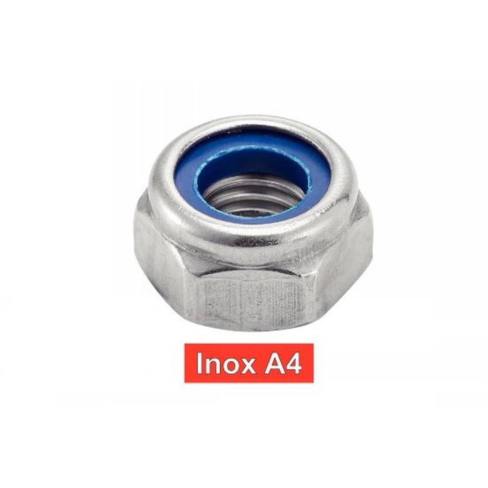 D-Work, 10 dadi esagonali non bloccabili con anello in nylon, M30 mm, DIN 985, in acciaio inox A4