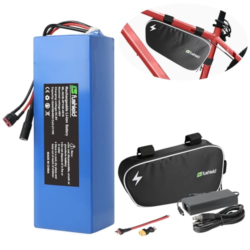 36V 48V 52V Ebike Lithium Battery with 2A Charger & Waterproof Case, 300-1600Wh Electric Bike Scooter Replacement Lithium Ion Battery Built-in Smart BMS for 200-2000W Motor (48V 18Ah (for 500-1000W))
