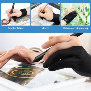 Image of ZORBES 1 Pair Artist Gloves, Drawing Glove for Tablet, Palm Rejection Gloves Graphic Tablet Glove for ipad Glove Dight Art for Drawing Anti-fouling Two-Finger Lycra Graphic Wacom