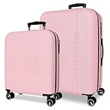 Pepe Jeans Montana Juego de Maletas Rosa 55/68 cms Rígido ABS Cierre TSA Integrado 109 L 6,9 kgs Extensible Equipaje de Mano