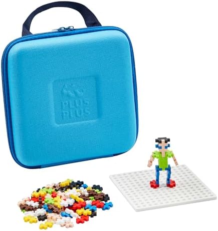 PLUS PLUS Travel Case, 100 Piece Basic Mix - Mini Waffle Blocks for Kids