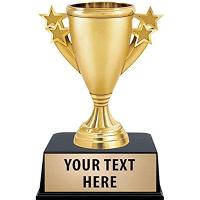 Crown Awards Gold Cup Trophy, 5 1/4 Gold Starburst Recognition Trophy with Custom Engraving Prime