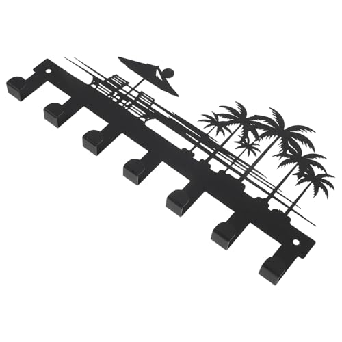 TOYANDONA Crochet Mural pour Clés en Métal Noir Style Tropical Design Palmier, Gain de Place et Organisation pour Clés, Chapeaux et Accessoires la Décoration Murale