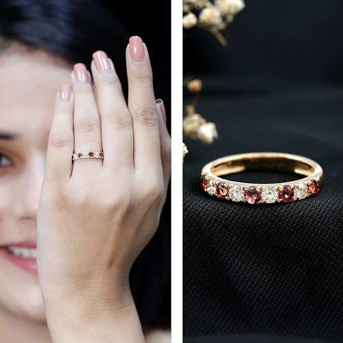 Real Pink Tourmaline Half Eternity Band, AAA Quality, Certified Tourmaline Diamond Wedding Ring For Women - Ready To Gift2
