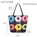 ZzWwR Fashion Colors Splashed Donuts Black Extra Large Canvas Gym Shoulder Tote,Durable Reusable Daily Top Handle Bag for Mens Womens Yoga Weekender Picnic Beach Travel Market Shopping