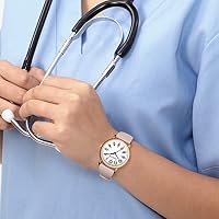 GOLDEN HOUR Waterproof Nurse Watch for Medical Professionals, Students Women Men - Military Time Luminouse Easy Read Dial, 24 Hour with Second Hand, Colorful Silicone Band in Rose Gold Champagne — image 7