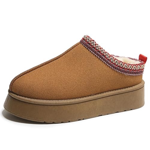 Women's Slippers Platform Mini Boots Ankle Short Boot Tunomde Slippers Slip on Fur Fleece Lined Tunomde Slipper For Indoor/Outdoor
