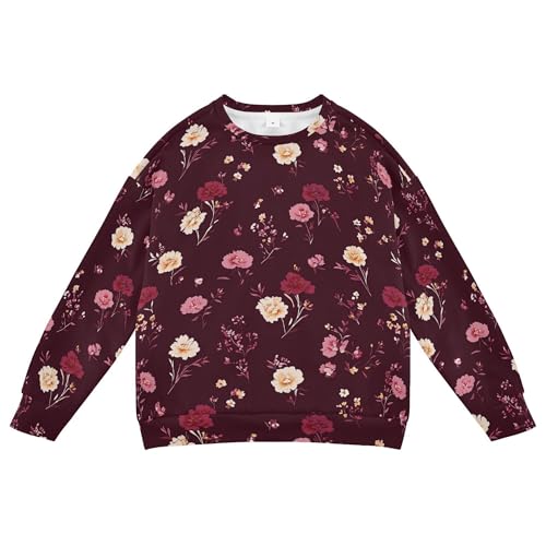 JUNZAN Flowers Carnation Iris Peonies Burgundy Little Kids Pullover Hoodie Long Sleeve Tops Clothing Shirts Camping 4T