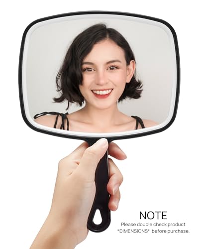 Image of OMIRO Hand Mirror, Large Black Handheld Mirror with Handle, 10.3 inch L x 7.4 inch W