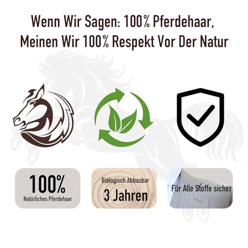 EUVIA Soft 100% Naturpferdehaar Polsterbürste mit Holzgriff, Premium Rosshaarbürste zur StaubNaturborsten Fusselbürste zur Reinigung von Filzhut/Cowboyhut/Schuhen/Kleidung/Polstermöbeln/Hut/Bank