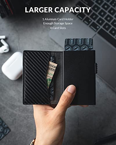 Image of VOGARD Unisex Card Holder Pop Up Cards Slim Leather Wallet RFID Protection up to 11 Cards Card Case (Carbon Black)