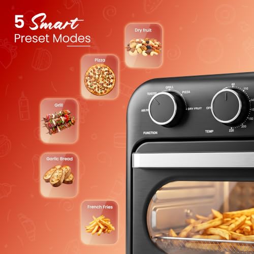 Image of iBELL 24L Air Fryer Oven For Home Kitchen, 6-in-1 Functionality, Bake, Grill, Toast, Pizza & Dehydrate, Adjustable Temperature Control & Timer | 2-Year Warranty | Black