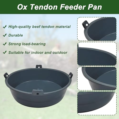 5pcs Ox Tendon Feeder Pan, 6 Quart Durable Ox Tendon Feed Pan, Resistant Horse Feed Bucket Oxford Bowl Horse Feeder, Suitable for Horses Goats Chicken Cats Dogs Dust Bath Container Animal Feeding - Thumbnail 3