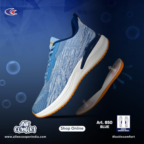 Image of Allen Cooper Training,Walking,Cricket,Gym,Sports Comfortable Running Shoes for Men(851|Grey|Navy Size-6,7,8,9,10)