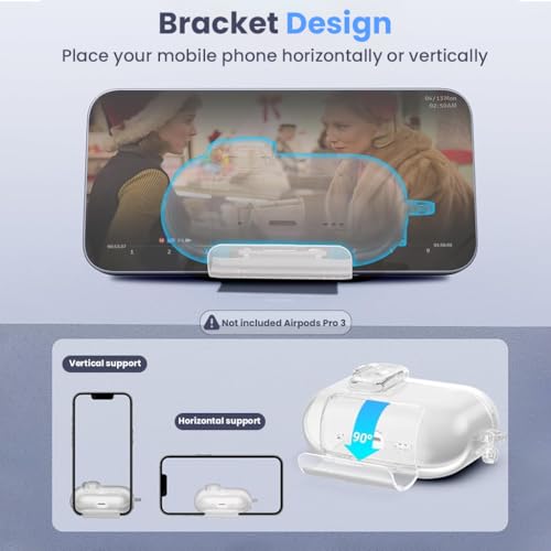 Image of ZORBES Compatible with Airpods Pro 3 case, Silicone Earbud Charging Case Cover for Apple AirPods Pro 3, Anti-Scratch Protective Skin Cover with Carabiner, White