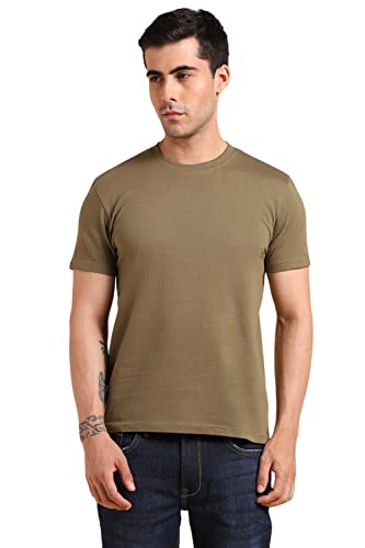 Image of Dennis Lingo Men's Cotton Slim Fit Solid Round Neck T-Shirt