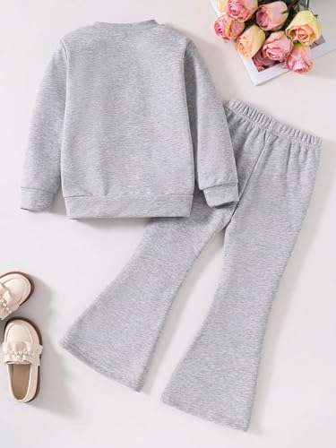 Image of Floerns Toddler Girl's Letter Print Long Sleeve Crewneck Sweatshirt with Pants 2 Piece Set