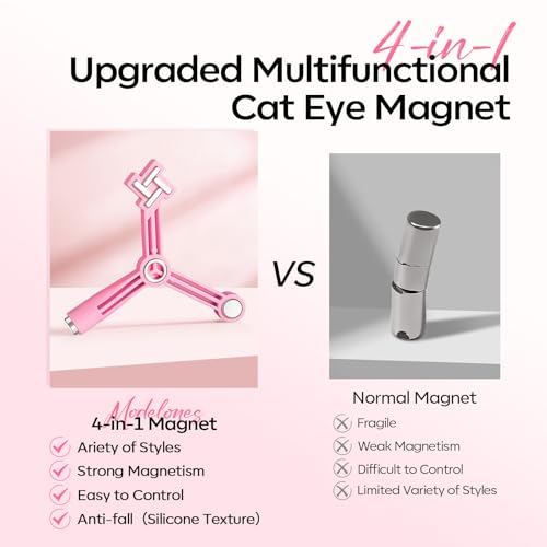 Image of Modelones Gel Polish Cat Eye Magnet for Nails, 5 PCS Nail Magnet Tool Set for Cateye Gel Polish, 4-in-1 Cat Eye Nail Magnet with Magnetic Bead, Heart, Bunny &Circle Cat Eye Magnets for DIY Nail Art