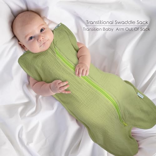 Image of Baby Swaddle for Newborns - Swaddle Blanket Sleep Sack, 2-Pack 100% Cotton Hands Up Wearable Bag, Newborn Essentials for Baby Boys & Girls, 2-Way Zipper (Vitality Style, 3-6 Months)