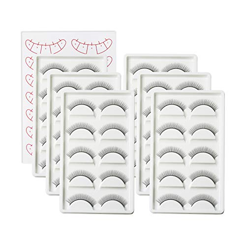 30 Pairs Practice Lashes for Eyelash Extensions Training Self Adhesive Mimic Natural Lash Strips for Beginner Teaching Supplies Perfect Use