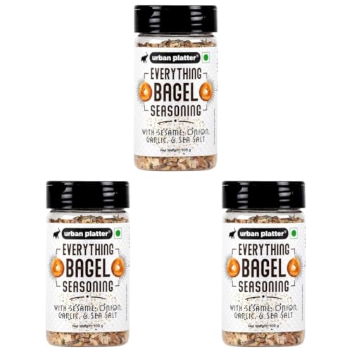 Image of Urban Platter Everything Bagel Seasoning, 100g (Classic American Seasoning Blend with Onion Flakes, Garlic, Sesame Seeds and Pink Salt | Season toasts, breads and salads) (Pack of 3)