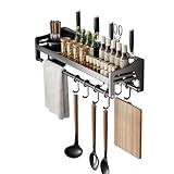 Vireldora utensil hanger, wall mounted kitchen rail with hooks, waterproof hooks for kitchen utensils, easy installation without drilling (19.7 inches, Cup, 1)