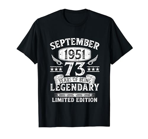 Vintage Regalo 73 Años Cumpleaños Hombre Septiembre 1951 Camiseta