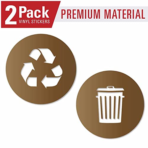 Image of Vinyl Friend Recycle and Trash Sticker Logo Style Symbol to Organize Trash cans or Garbage containers and Bins - Contour Cut Decal Sticker (Copper, XSmall)
