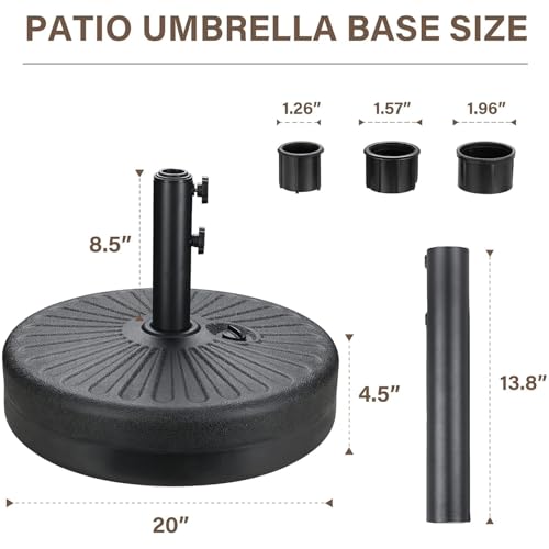 Andtooy Fillable Umbrella Base Stand 50Lbs Capacity - Heavy Duty Round Weight for 9-10 ft Market Offset Umbrellas, Outdoor Patio Lawn Garden Poolside Deck Use, Black