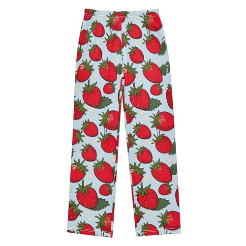 Strawberry Long Pajama Pants Elastic Waist PJ Bottoms with Pockets S A1122482