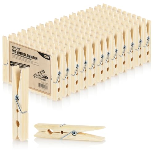 com-four 120 pinzas de bambú para ropa, sostenibles, para colgar la ropa, 7 cm (bambú, 120 piezas)