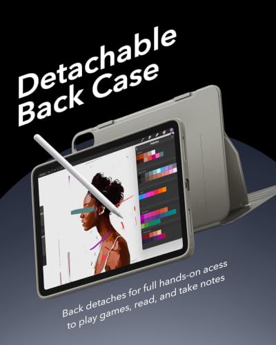 Image of ESR for iPad A16 Case, iPad 11th /10th Generation Case (2025 /2022), Removable Magnetic Cover with Pencil Charging & Storage, Adjustable Portrait /Landscape Stand, 9 Standing Angles, Titanium