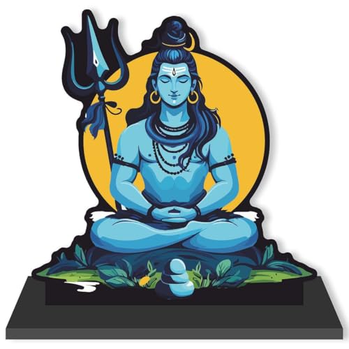 Image of CVANU Wooden Idols & Figurine Table Top Lord Mahadev Decorative Item Religious Showpiece for Study Table| Office Desk| Book Shelf| Gift| Home Decoration (6inch X 6inch) S496
