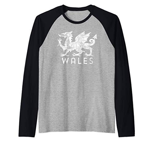 Rugby Welsh Tshirt Red Dragon Flag of Wales Camiseta Manga Raglan
